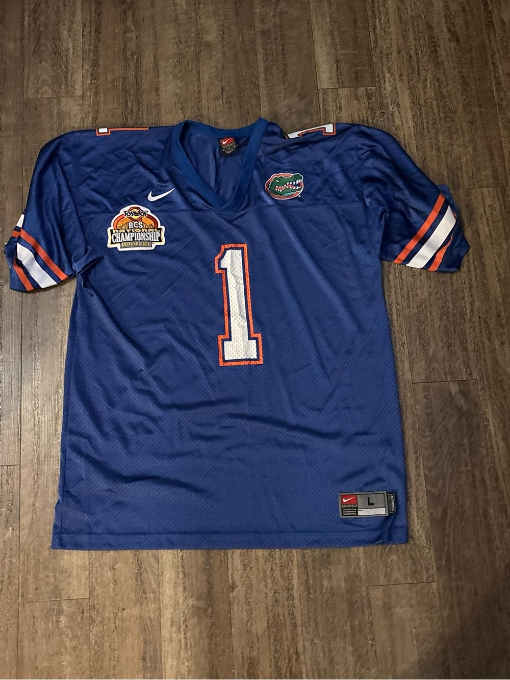 Florida Gators 2007 BCS National Champ Football Jersey by Nike Mens Size: Large